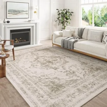 Buy PureCozy Vintage Area Rug 8x10 Taupe Washable for Home