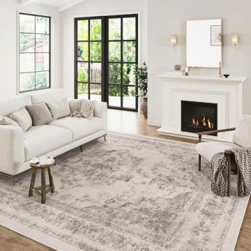 Buy PureCozy Vintage Area Rug 8x10 Taupe Washable for Home