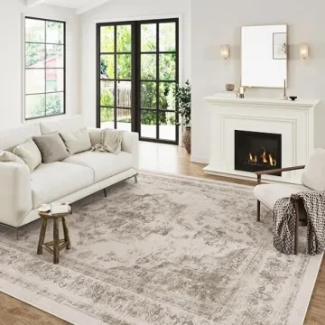 Buy PureCozy Vintage Area Rug 8x10 Taupe Washable for Home