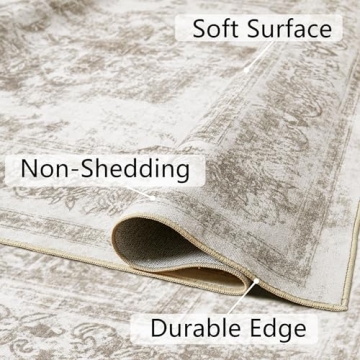 Buy PureCozy Vintage Area Rug 8x10 Taupe Washable for Home