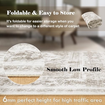 Buy PureCozy Vintage Area Rug 8x10 Taupe Washable for Home