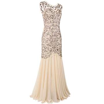 PrettyGuide Women 's 1920s Art Deco Sequin Gatsby Formal Evening Prom Dress L Champagne