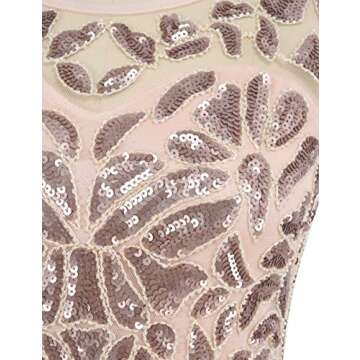 PrettyGuide Women 's 1920s Art Deco Sequin Gatsby Formal Evening Prom Dress L Champagne