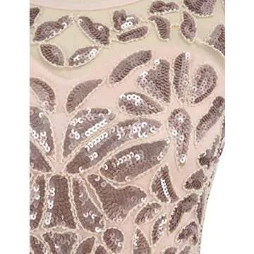 PrettyGuide Women 's 1920s Art Deco Sequin Gatsby Formal Evening Prom Dress L Champagne