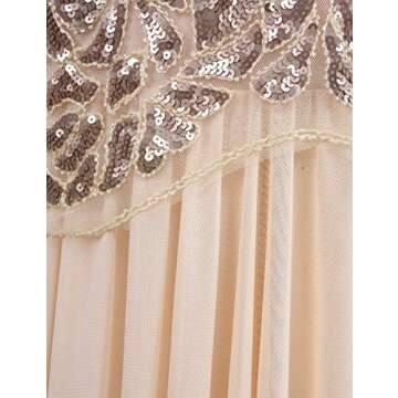 PrettyGuide Women 's 1920s Art Deco Sequin Gatsby Formal Evening Prom Dress L Champagne