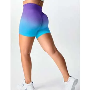 YEOREO Women Seamless Scrunch Workout Shorts High Waisted Booty Lifting Gym Yoga Shorts Ombre Purple M