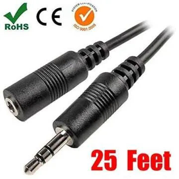 iMBAPrice® 25 Feet 3.5mm Male to Female Stereo Audio Cable for Phones, Headphones, Speakers, Tablets, PCs, MP3 Players and More