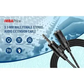 iMBAPrice® 25 Feet 3.5mm Male to Female Stereo Audio Cable for Phones, Headphones, Speakers, Tablets, PCs, MP3 Players and More