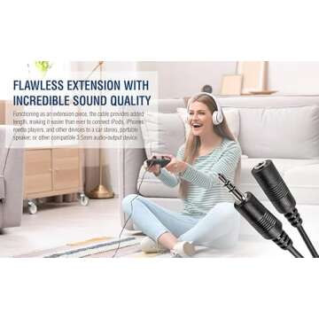 iMBAPrice® 25 Feet 3.5mm Male to Female Stereo Audio Cable for Phones, Headphones, Speakers, Tablets, PCs, MP3 Players and More