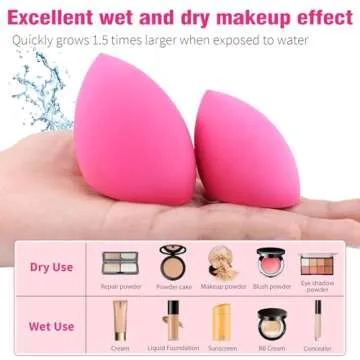 Foonbe 3Pcs Soft Makeup Sponges Set for Liquid Foundation, Cream, and Powder, Latex Free Blender Beauty Sponge, Durable Foundation Puff, Dry & Wet Use Make up Sponges for Face, Beauty Gift Set