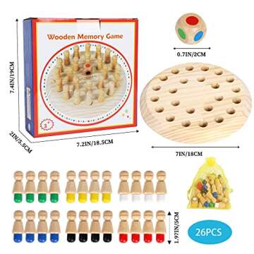 TOWO Wooden Memory Toys for Children - Family Board Games for Kids and Adults - Educational Toys for...