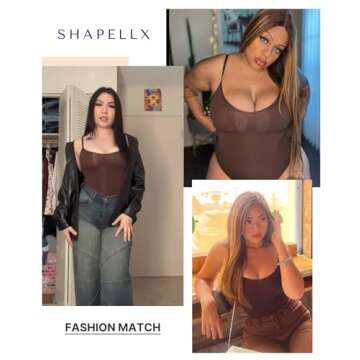 SHAPELLX Bodysuits for Women Tummy Control Shapewear Seamless Sculpting Shaper Butt Lifting Shapewea...