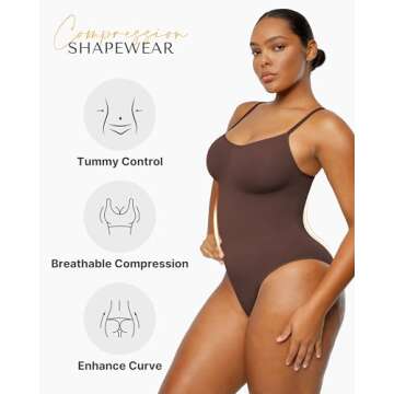 SHAPELLX Bodysuits for Women Tummy Control Shapewear Seamless Sculpting Shaper Butt Lifting Shapewear Ultra Comfy Body Shaper (Brown, M/L)
