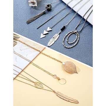 Hicarer 12-Piece Long Pendant Necklaces for Versatile Style