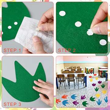 Tegeme Colorful Dinosaur Footprints for Kids Party Decor