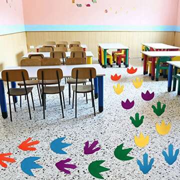 Tegeme Colorful Dinosaur Footprints for Kids Party Decor