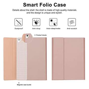 D DINGRICH iPad Case 10.2 with Keyboard 2021, Slim Smart Case - Built-in Pencil Holder - Protective Folio Stand Cover - Detachable Bluetooth Keyboard - iPad Keyboard Case 9th/8th/7th Generation, Pink