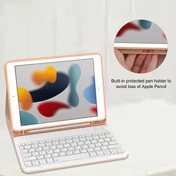 D DINGRICH iPad Case 10.2 with Keyboard 2021, Slim Smart Case - Built-in Pencil Holder - Protective Folio Stand Cover - Detachable Bluetooth Keyboard - iPad Keyboard Case 9th/8th/7th Generation, Pink