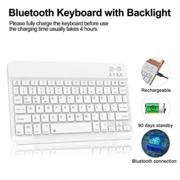 D DINGRICH iPad Case 10.2 with Keyboard 2021, Slim Smart Case - Built-in Pencil Holder - Protective Folio Stand Cover - Detachable Bluetooth Keyboard - iPad Keyboard Case 9th/8th/7th Generation, Pink