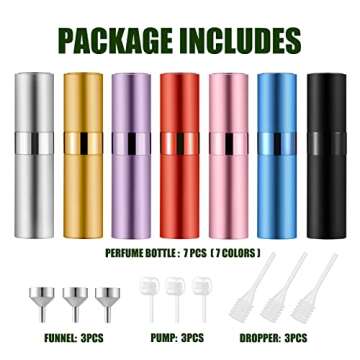 IRON BILL 7 PCS/8ML Portable Perfume bottles, Mini Empty Refillable Cologne Atomizer, Pocket Travel Perfume Liquid Sprayer