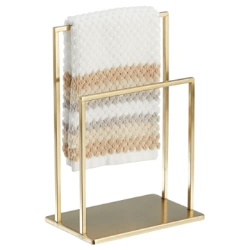 mDesign Modern Decorative Metal Fingertip Towel Holder Stand for Bathroom Vanity Countertops to Disp...