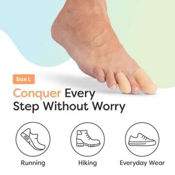 ZenToes 6 Pack Gel Toe Cap and Protector - Cushions and Protects to Provide Relief from Missing or I...