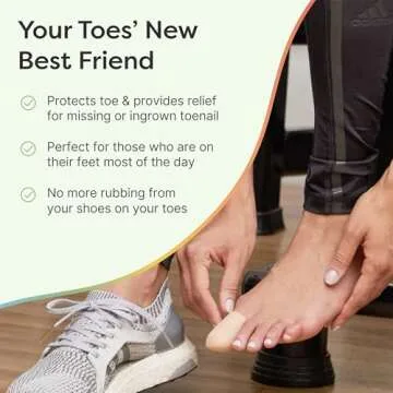 ZenToes 6 Pack Gel Toe Cap and Protector - Cushions and Protects to Provide Relief from Missing or Ingrown Toenails, Corns, Blisters, Hammer Toes (Large, Beige)