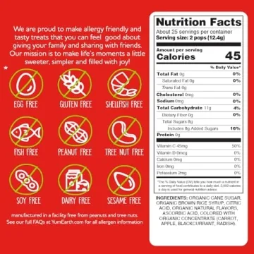YumEarth Organic Pops Variety Pack 50 Allergy-Friendly Vegan