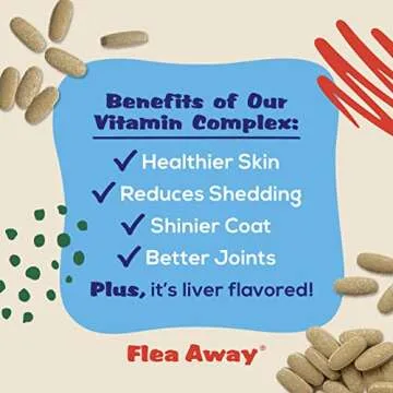 Flea Away All Natural Supplement for Fleas, Ticks, and Mosquitos Prevention for Dogs and Cats, 100 Chewable Treat Tablets, Single