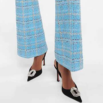 Vertundy Women's Rhinestone Slingback Pumps Pointed Toe Satin Crystal Stiletto High Heels Sandals Party Wedding Bride Pump Dress Shoes