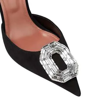 Vertundy Women's Rhinestone Slingback Pumps Pointed Toe Satin Crystal Stiletto High Heels Sandals Party Wedding Bride Pump Dress Shoes