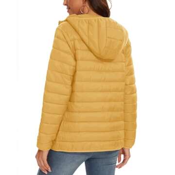 MAGCOMSEN Womens Winter Hooded Puffer Jackets Lightweight Quilted Full-zip Long Sleeve Padded Coat w...