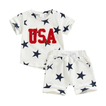 Amnnchya 4th of July Outfit for Toddlers - USA Stars & Stripes Set