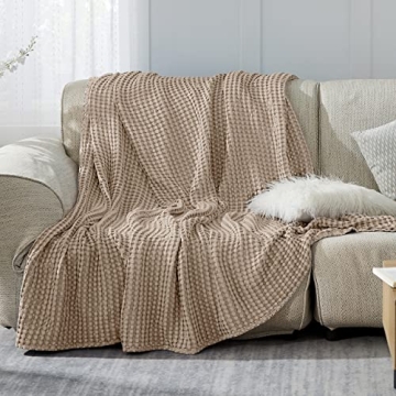 Bedsure Cooling Cotton Waffle King Blanket for Hot Sleepers