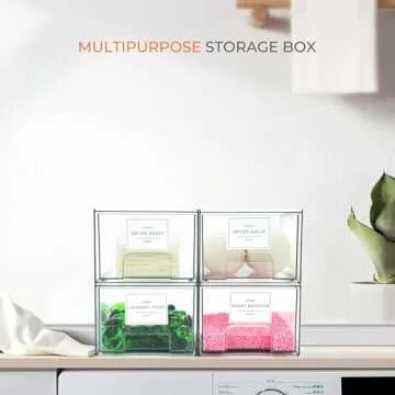 Laundry Room Organization Storage Drawer with Labels, Dryer Sheet Holder, Laundry Pod Containers, La...