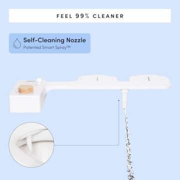 TUSHY Classic 3.0 Bidet Seat Attachment - A Non-Electric Self Cleaning Water Sprayer with Adjustable Water Pressure Nozzle, Angle Control & Easy Home Installation (Biscuit/Platinum