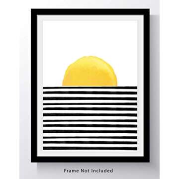 Abstract Yellow, Black & White Wall Art Print - Modern Decor
