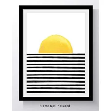 Abstract Yellow, Black & White Wall Art Print - Modern Decor