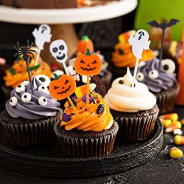 SULOLI Halloween Animal Fruit Food Picks, 50 PCS Fruit Fork Cartoon Pattern Fruit Pick for Kids Holi...