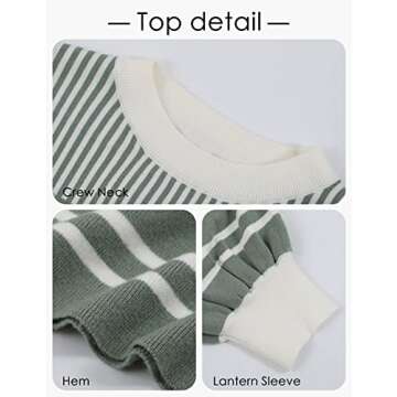 Gihuo Women's Striped Pullover Sweater & Shorts Set - Stylish Knit Loungewear for Fall