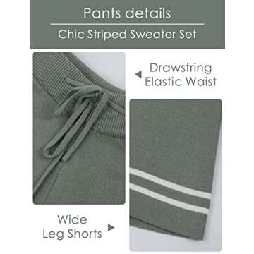 Gihuo Women's Striped Knit Pullover Sweater & Shorts Set