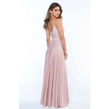 LIKESEEDD Teal Silk Bridesmaid Dresses for Wedding V-Neck Satin Corset Prom Formal Dress with Slit US0