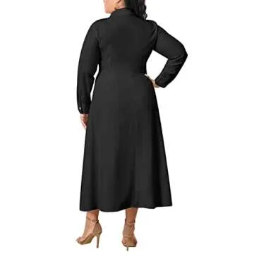 VONDA Women Lapel Maxi Shirt Dress - Elegant and Versatile