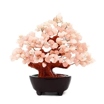 Colorsheng 7 Inch Quartz Crystal Money Tree Bonsai Feng Shui Gem Decoration for Wealth and Luck (Pin...