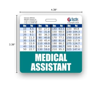 Medical Assistant Badge Buddy with Conversion Charts in Teal