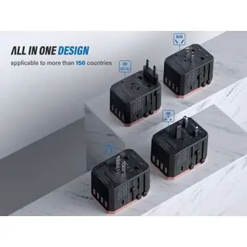 EPICKA Universal Travel Power Adapter - All in One Worldwide Wall Charger AC Plug Adaptor with 5.6A Smart Power and 3.0A Type-C for USA EU UK AUS (TA-105, Rose Gold)