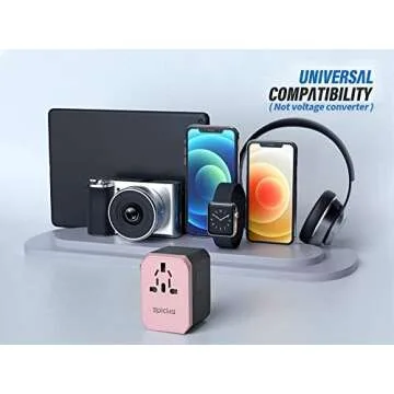 EPICKA Universal Travel Power Adapter - All in One Worldwide Wall Charger AC Plug Adaptor with 5.6A Smart Power and 3.0A Type-C for USA EU UK AUS (TA-105, Rose Gold)