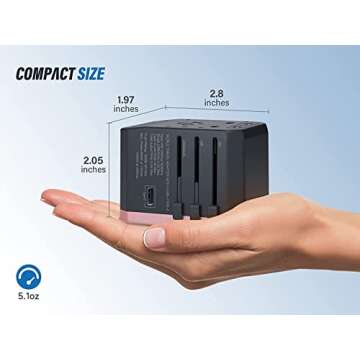 EPICKA Universal Travel Power Adapter - All in One Worldwide Wall Charger AC Plug Adaptor with 5.6A Smart Power and 3.0A Type-C for USA EU UK AUS (TA-105, Rose Gold)