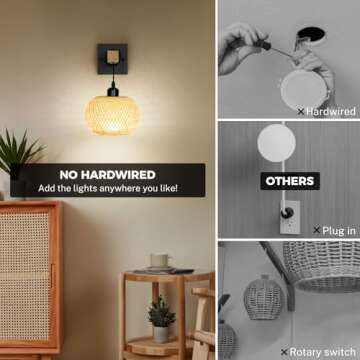 Glitnous Boho Charging Wall Sconces Set for Home Decor