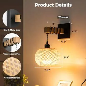 Glitnous Boho Charging Wall Sconces Set for Home Decor